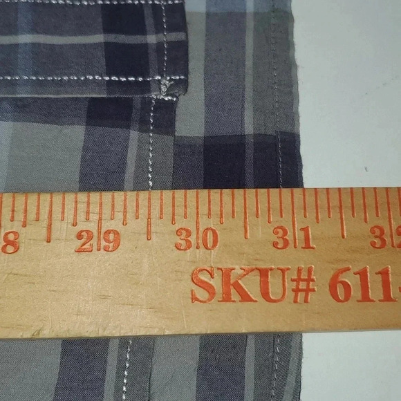 Tommy Hilfiger Custom Fit Purple & Gray Plaid Casual Button Up Shirt Mens Size L - Picture 11 of 11